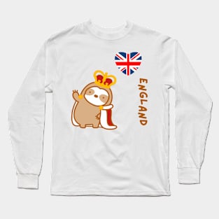 Cute I Love England Sloth Long Sleeve T-Shirt